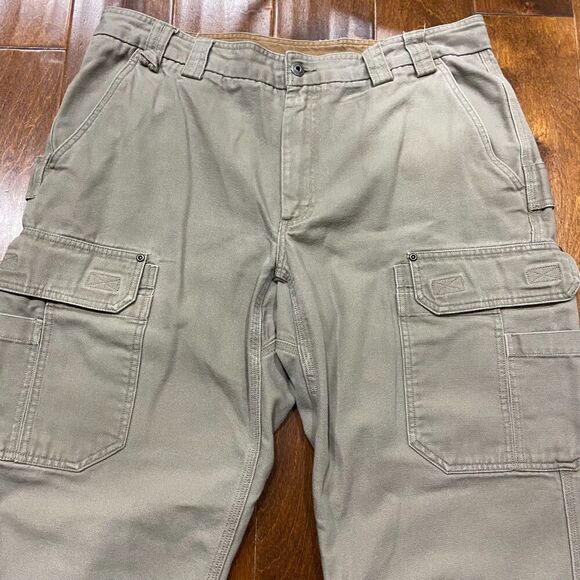 Duluth Trading Company Vtg Workwear Cargo Canvas Cotton Tan Pants Men's 40 x 32 - Picture 2 of 8
